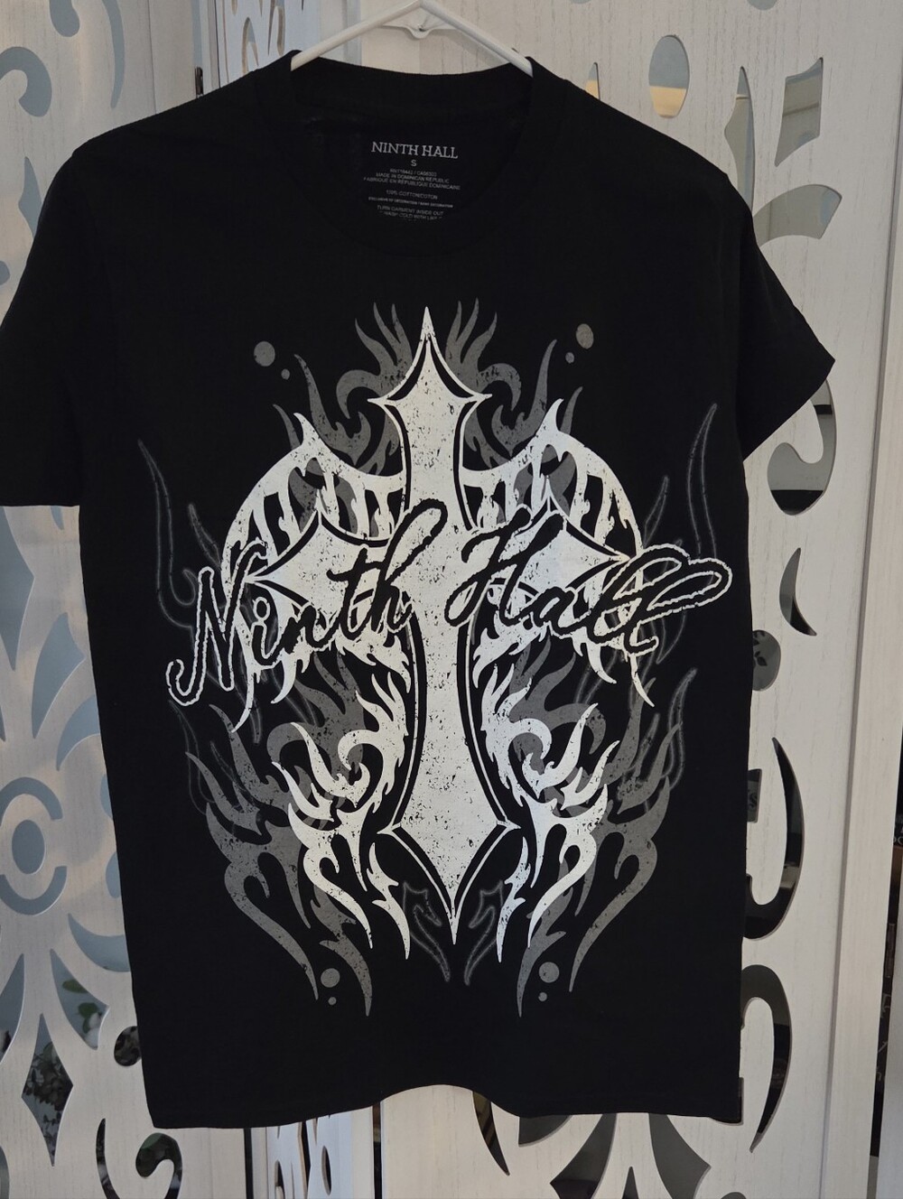 Ninth Hall Graphic Tee Shirt Black Y2K Cyber Grunge Gothic Cross  Small